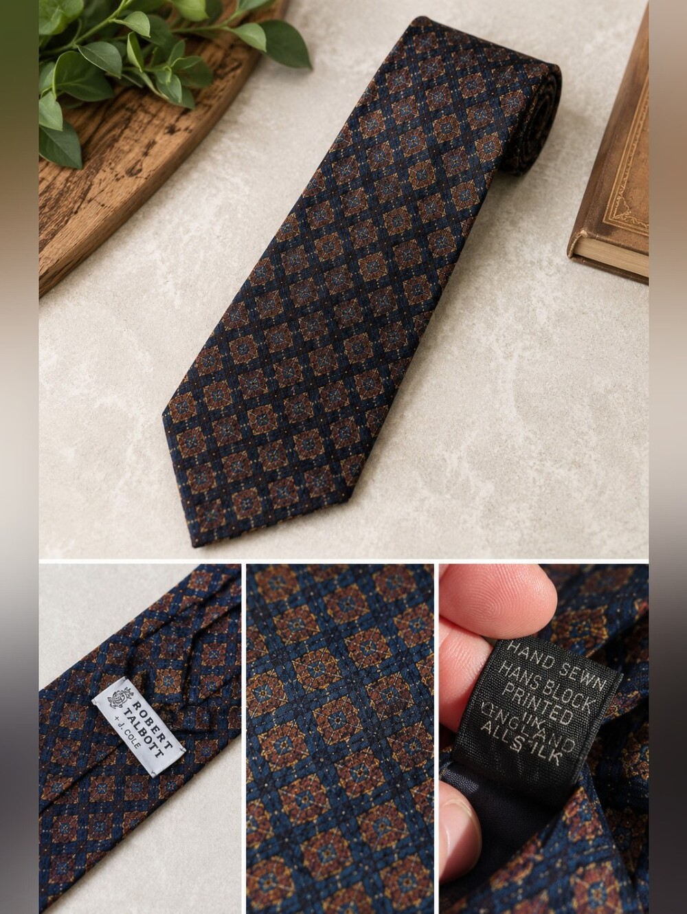 Vintage 1980s Robert Talbott + J. Cole Hand Sewn All Silk Tie England